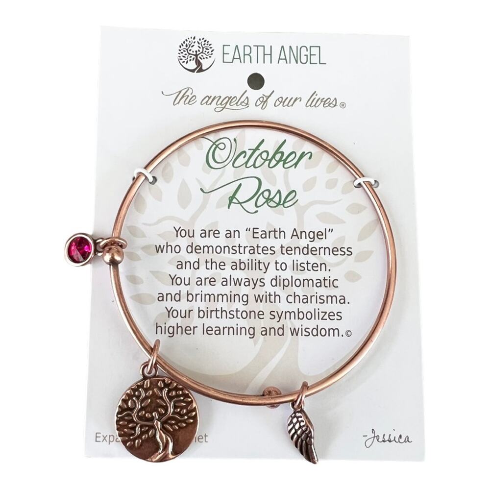 Earth Angel October Birthday Expandable Bracelet Gift